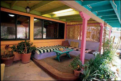 Seats are made from straw bales covered with lime plaster